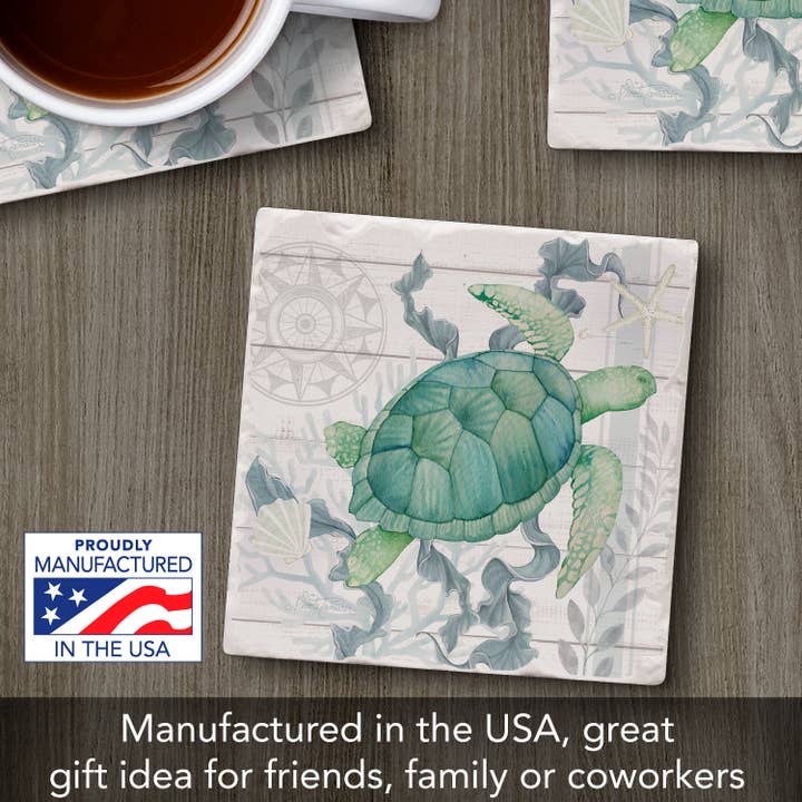 CounterArt/Highland Home/Thirstystone - Vendita all'ingrosso Sottobicchiere - Sottobicchiere singolo assorbente Beach Therapy Turtle1