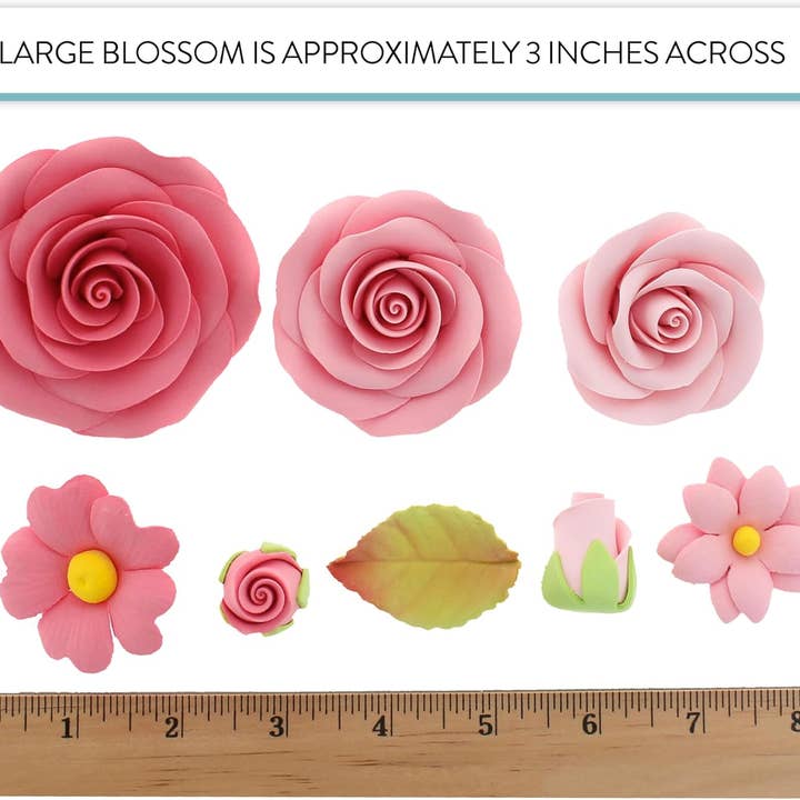 Global Sugar Art - Wholesale Cake/cupcake topper - Rose and Blossom Set, Sugar Flowers for Cakes, by Global Sugar Art, Pink Roses and Blossoms2