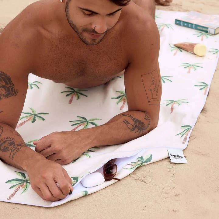 Burleigh Sand Free Beach Towel With Pocket for wholesale by Nomadique Co