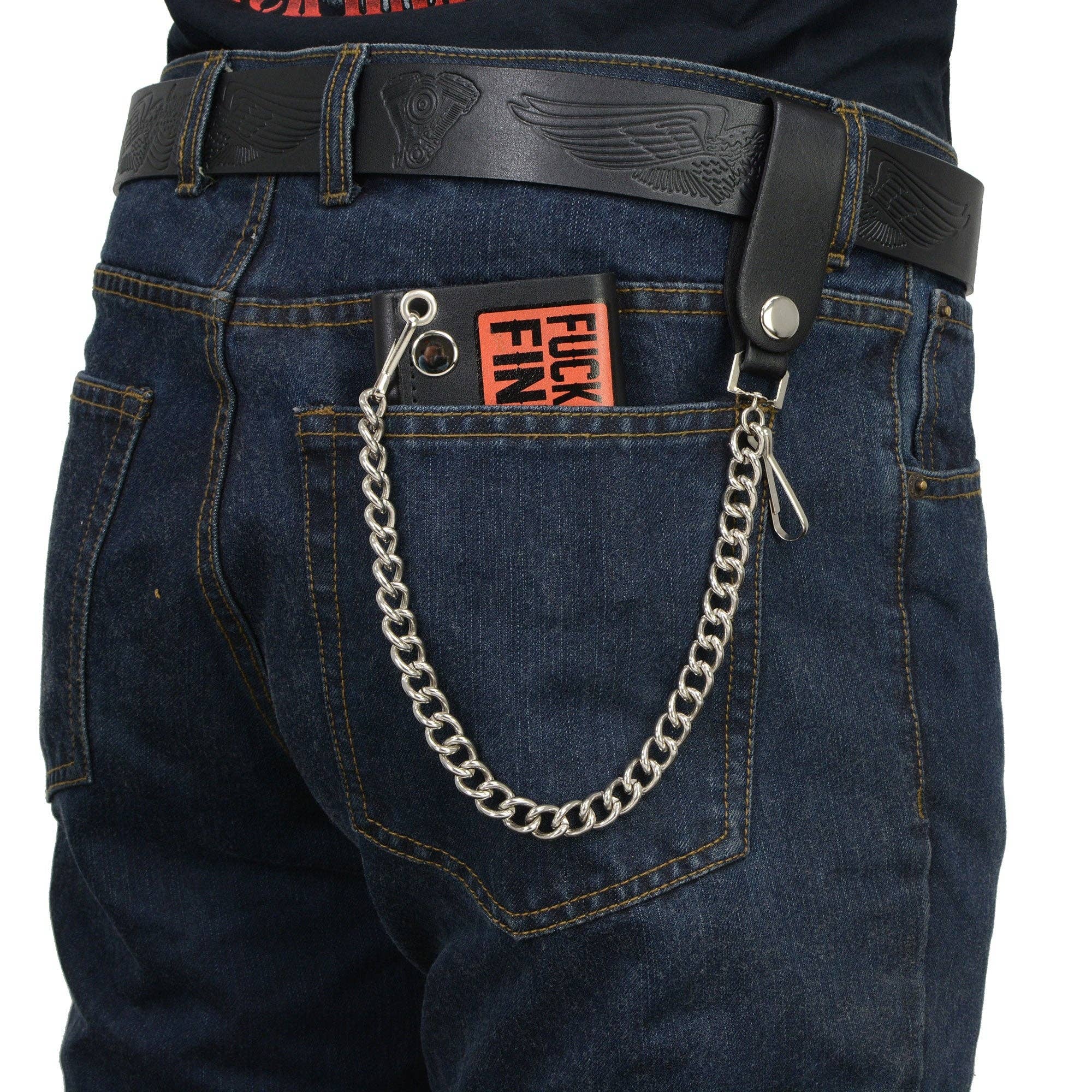 BLK Hot Leathers F*** Around Find Out TriFold Chain Wallet WLB1037 for wholesale on Faire2