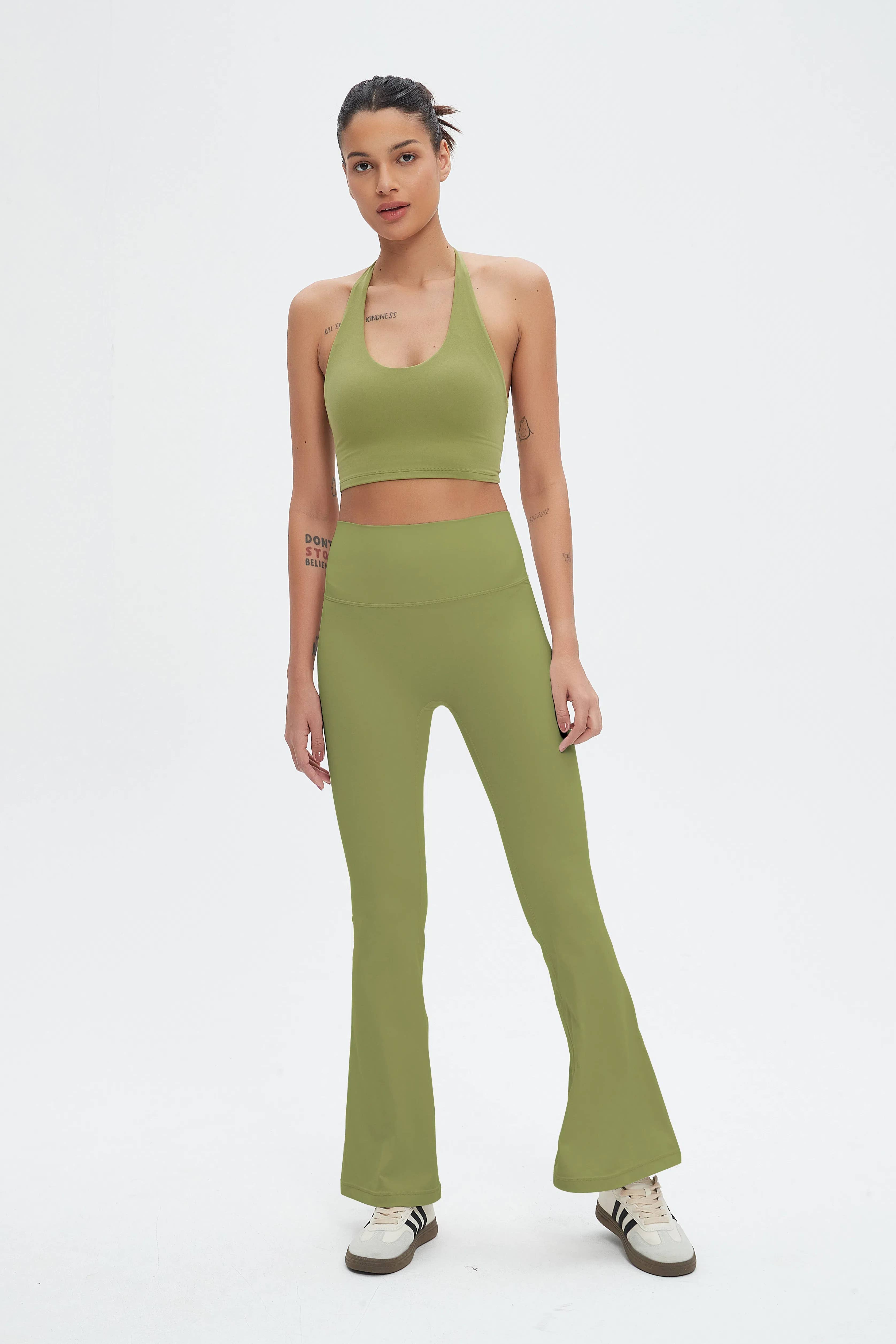 91thelabel – wholesale Activewear set – Women′s – Daphne Lycra® Halter Neck Sports Bra & Flare Pant Set 9