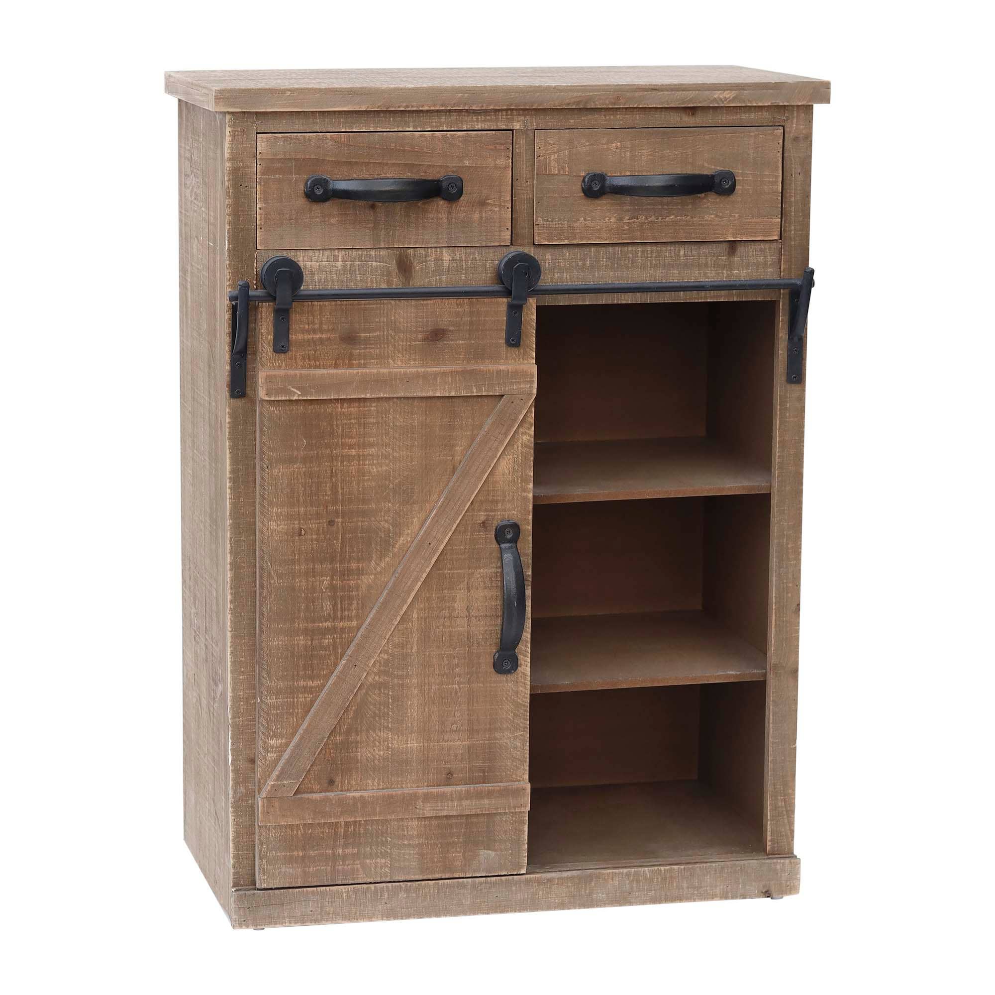 Paris Loft Inc - Wholesale Cabinet - 32''H Rustic Barn Door Wood End Table Wood Console Cabinet6