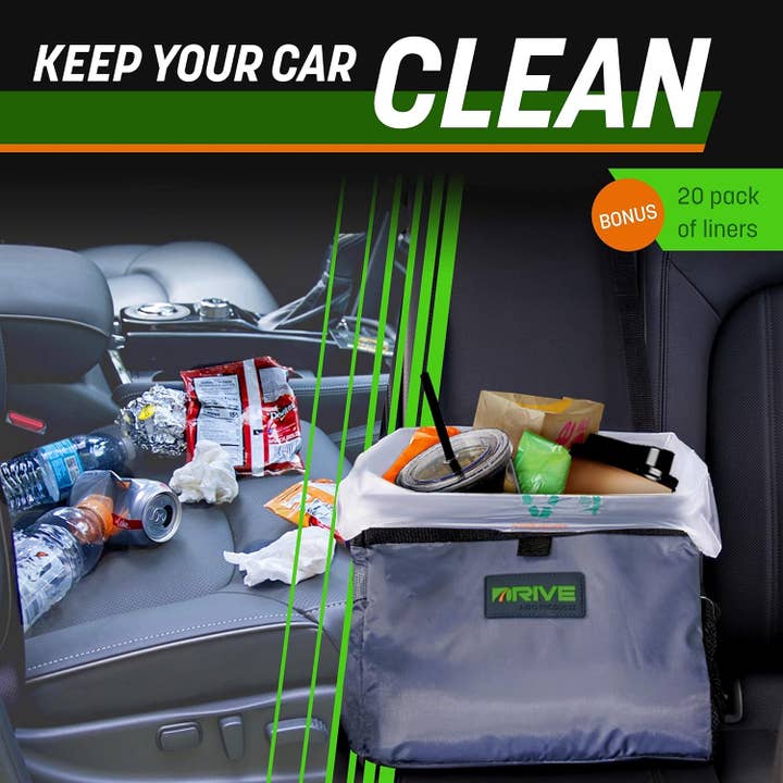 Above Edge - Wholesale Automotive Cleaning Products - Car Trash Can - Leakproof, Hanging Garbage Bin with 20 Trash