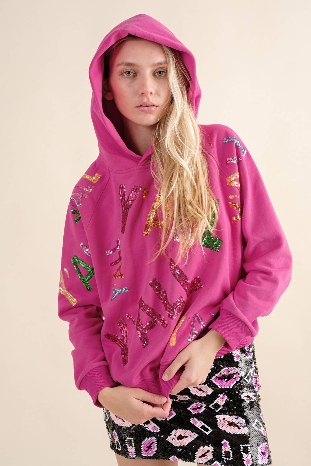 Blue B - Wholesale Hoodie - Women's - 32576J - French Terry Sequin Embroidery Hoodie0