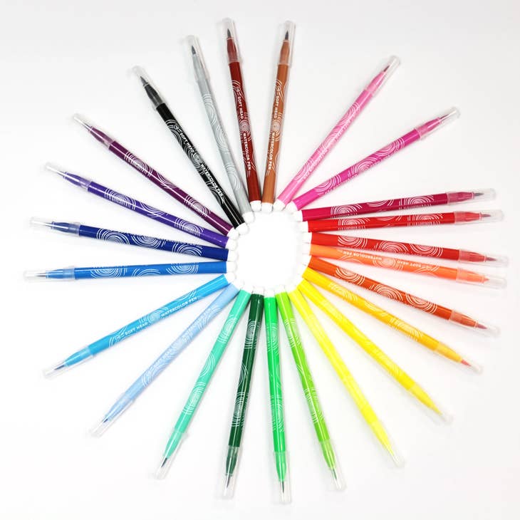 Wholesale 24 Colors Watercolor Art Felt Tip Marker Pens for Kids