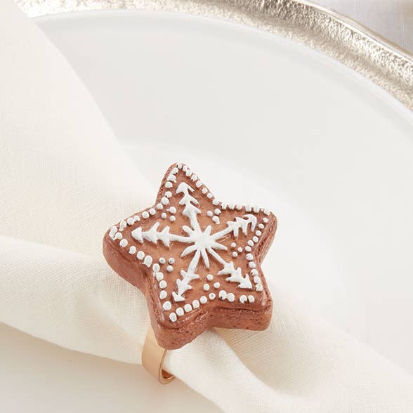 Gingerbread Star Festive Napkin Ring for wholesale by Fennco Styles
