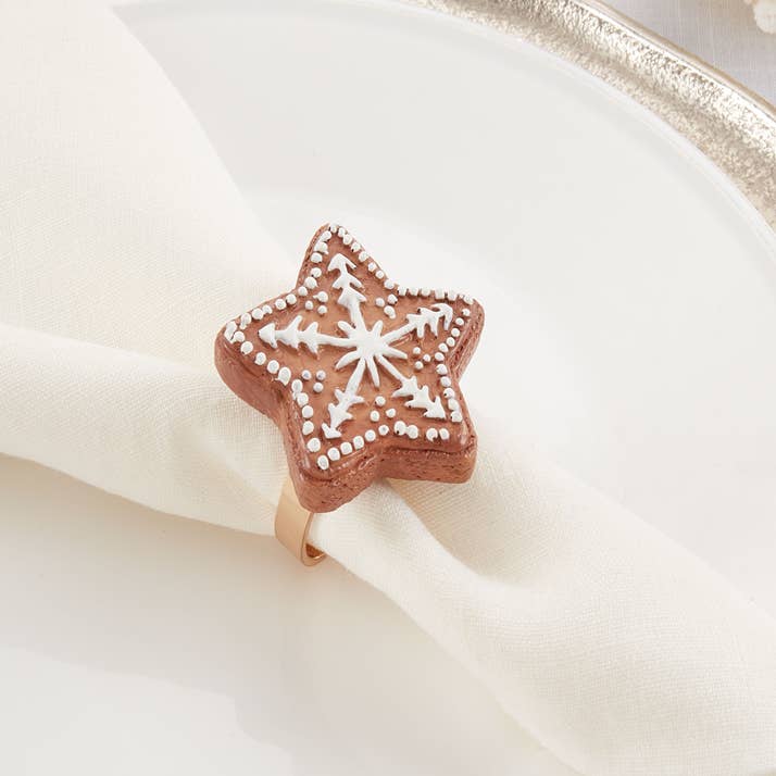 Brown Gingerbread Star Napkin Ring for wholesale by Fennco Styles