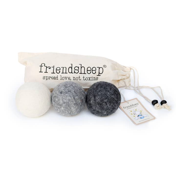 Friendsheep - Wholesale Dryer Balls - Grey Mix Trio Eco Wool Dryer Balls - Set of 30