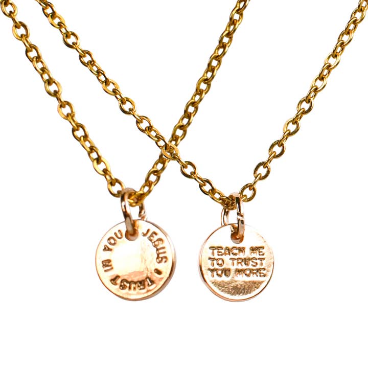 Jesus I Trust in You Coin Necklace for wholesale by Pink Salt Riot