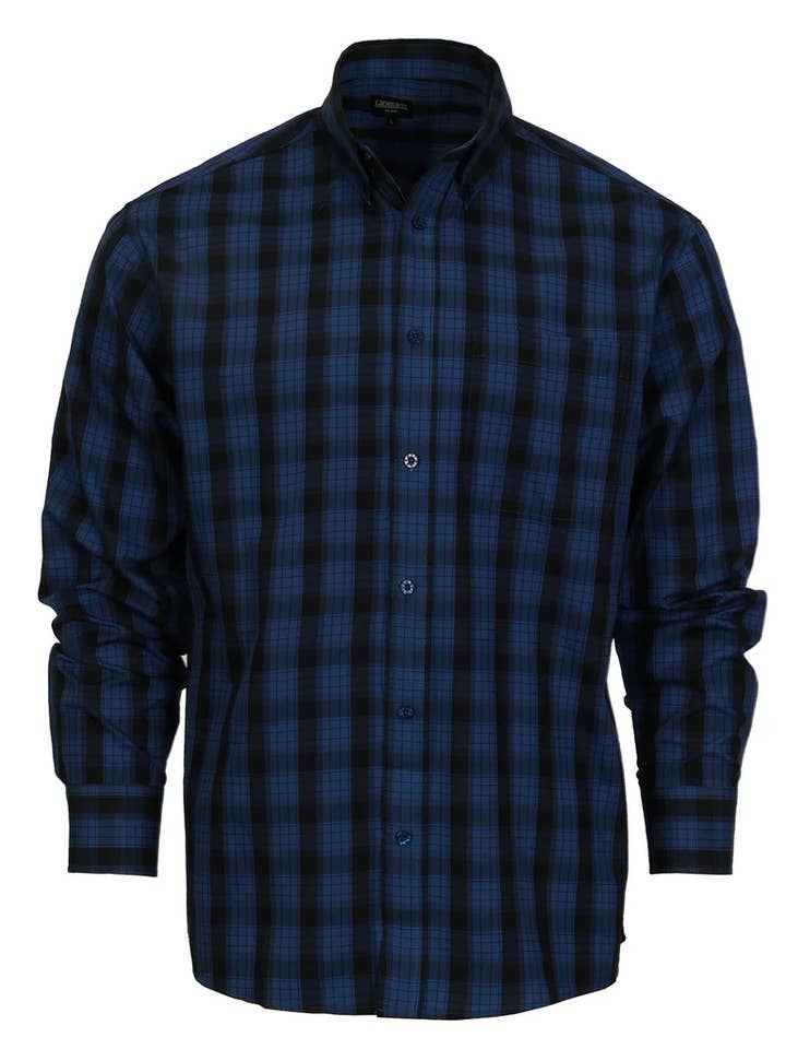 Chemise à carreaux à boutons pour homme avec ourlet arrondi et poche poitrine pour la vente par Setco.26