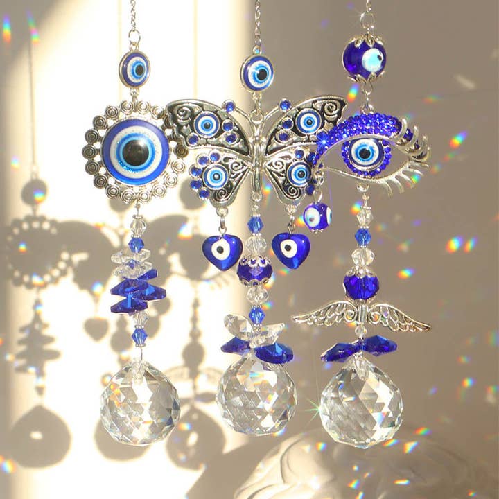 Dipped Shop - Wholesale Suncatcher - Butterfly Evil Eye Crystal Rhinestone Sumcatcher DP25D6923
