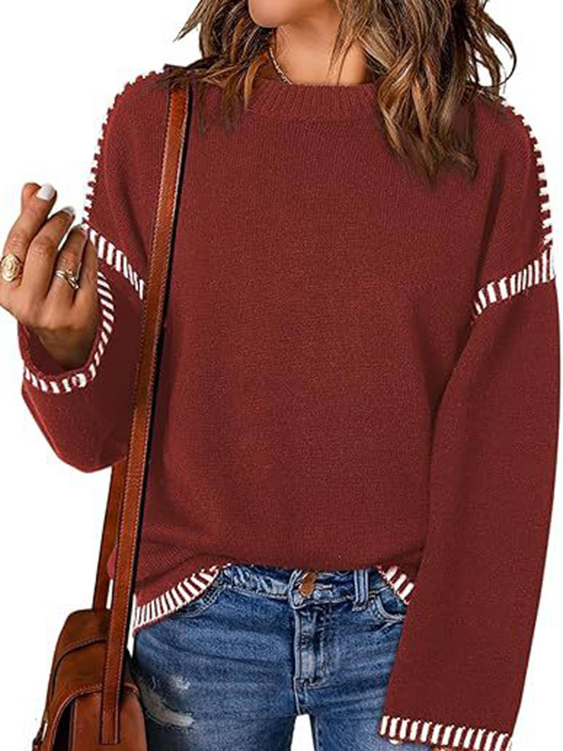 Wholesalesir - Wholesale Knit Sweater - Women's - Solid Color Sweater Thread Spliced Knit Top5