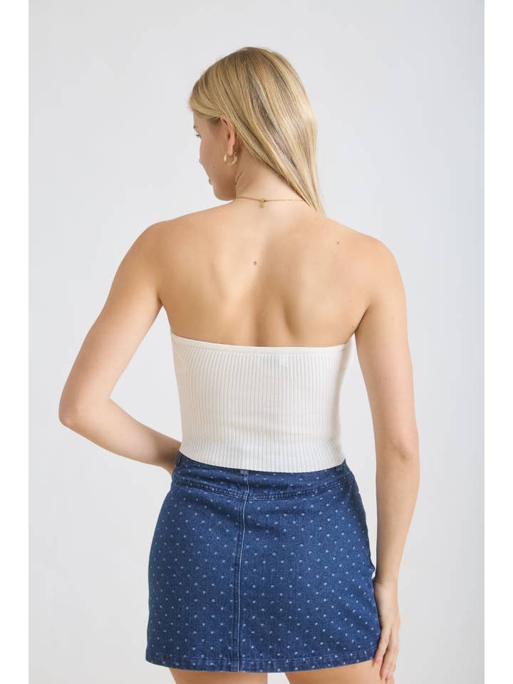 The Workshop Studio - Wholesale Knit Top - Women's - STRAPLESS TWIST FRONT KNIT CROP TOP (PRE-ORDER)7