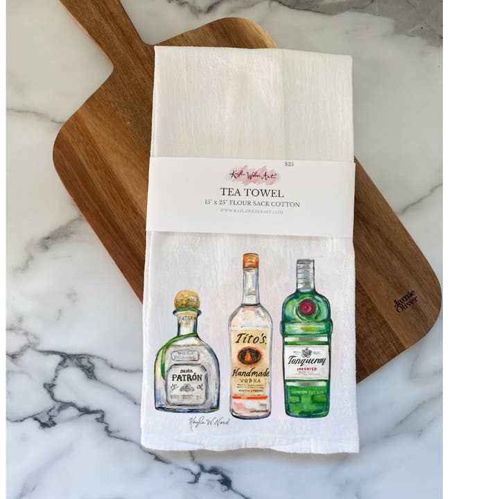 "Tito's" Tea Towel for wholesale by Kayla Weber Art