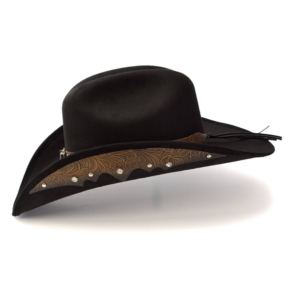 Western Express - Vendita all'ingrosso Cappello da cowboy - Unisex - Cappello Western in Camoscio con Teschio di Bue e Lati in Pelle4