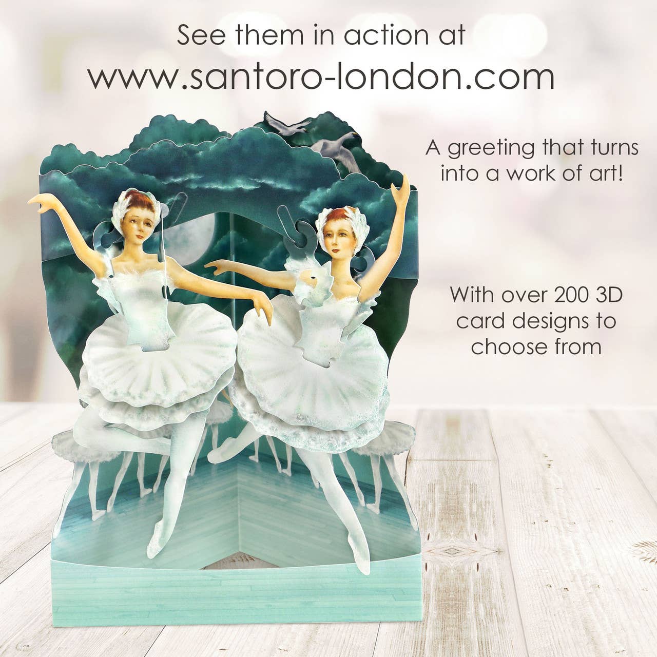 Santoro London - Wholesale Everyday Greeting Card - SC131 – Swing Cards - Ballet-Swan Lake3