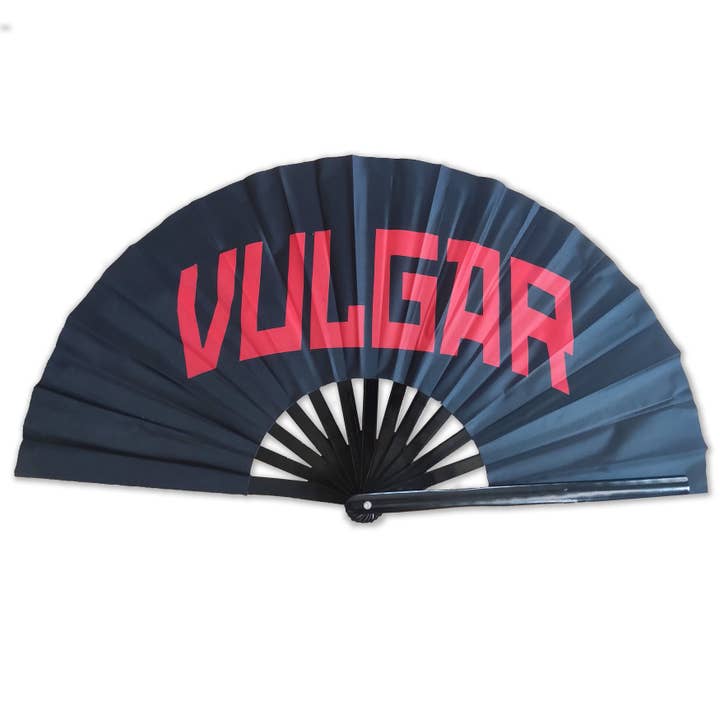 Expression Tees - Wholesale Handheld Folding Fan - VULGAR Large Concert Hand Fan - Foldable Handheld Madonna Fan, Perfect for Festivals, Raves, Abanicos de Mano para Fiesta
