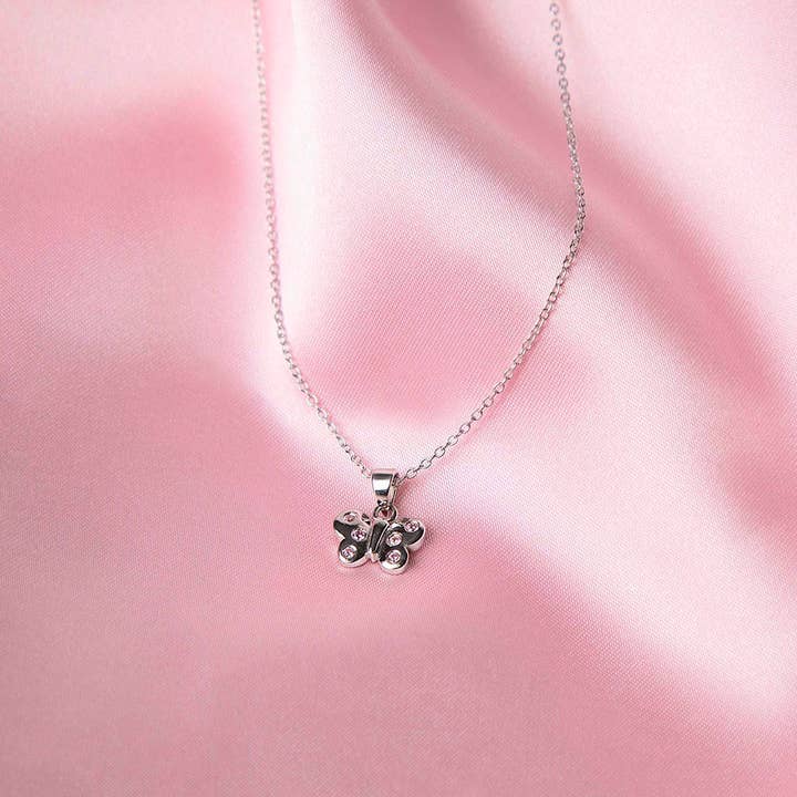 In Season Jewelry - Wholesale Kids necklace – Kids - Fluttering Butterfly Girls Necklace - Sterling Silver3