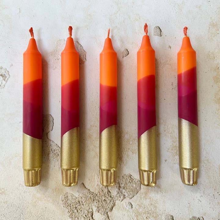 Colourful ‘Autumn Spice’ Handmade Candles Orange & Burgundy for wholesale by Florrie and Wren