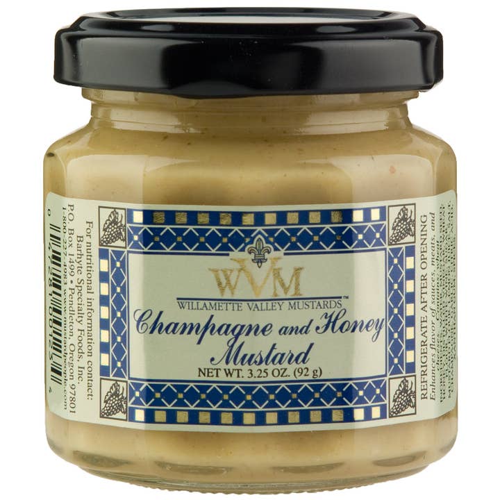 Willamette Valley Champagne & Honey Mustard 3.25oz glass jar for wholesale by Suzie's Organics and More