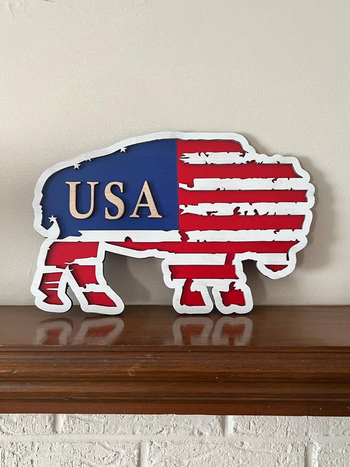 American Flag Wall Art for Fourth of July Decor #2 for wholesale by 347 Laser Customs