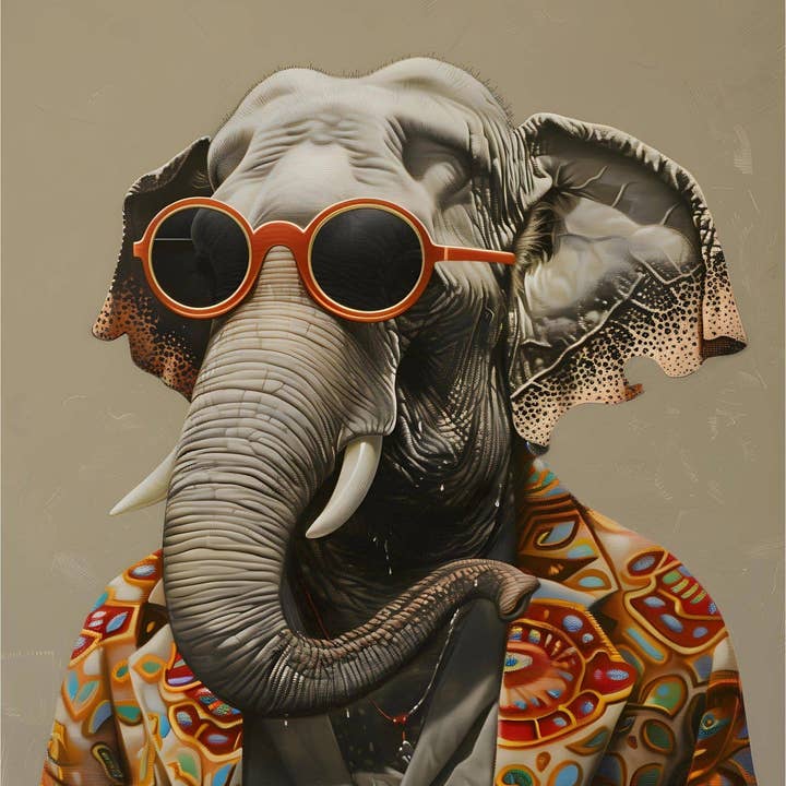 La Luna Bella - Toys – wholesale Konsttryck – Hippie Elephant Solglasögon Mode Canvas Väggkonsttryck