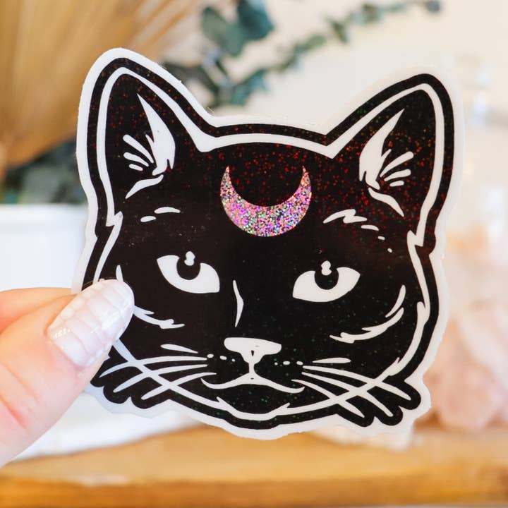 Spooky Kitty Black Cat Sticker for wholesale by Little Viper Co