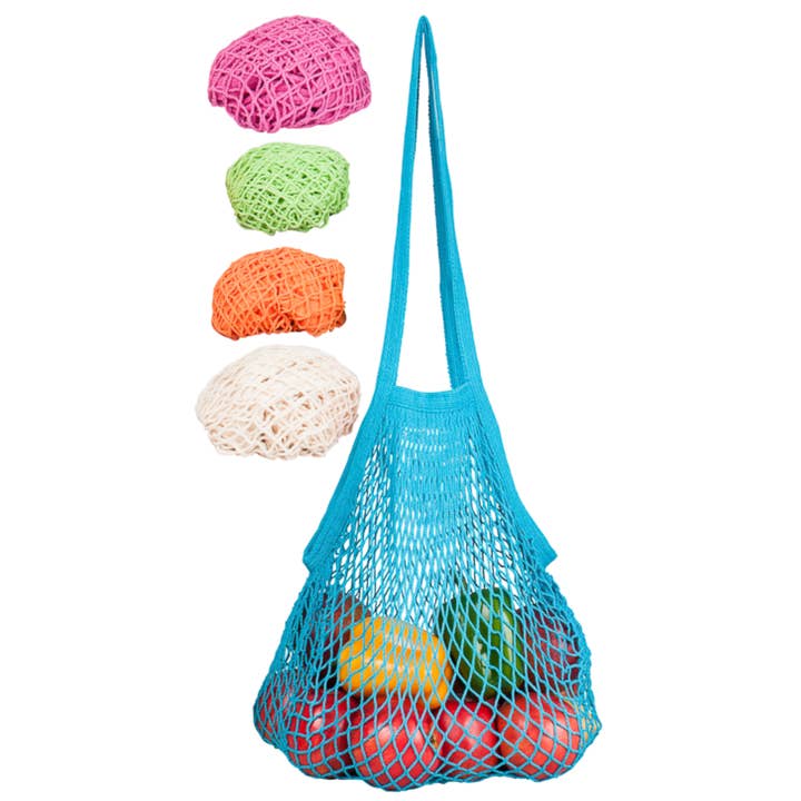 ECOBAGS - Vendita all'ingrosso Tracolla - Unisex - Borsa a Rete con Manico Lungo in Cotone Riciclato - Set Varietà2