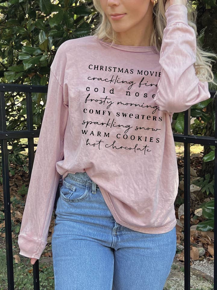 WINTER WORDS Mineral Washed Long Sleeve Graphic  for wholesale by OAT COLLECTIVE