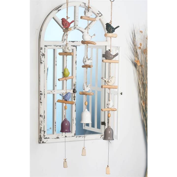 Will's Company - Wholesale Wind Chime - Ceramic Bird Wind Chime - 3 assorted colors, 46"