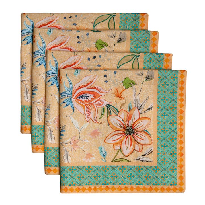 Napkins 100% Cotton 20" x 20" - Set of 4 - Luxury Loft-Peach for wholesale by Maison d'Hermine - Design in Every Thread