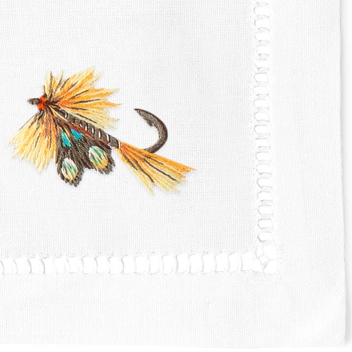 Henry Handwork - Wholesale Dinner & Cloth Napkin - Fishing Cocktail Napkins | Mixed Set of 4