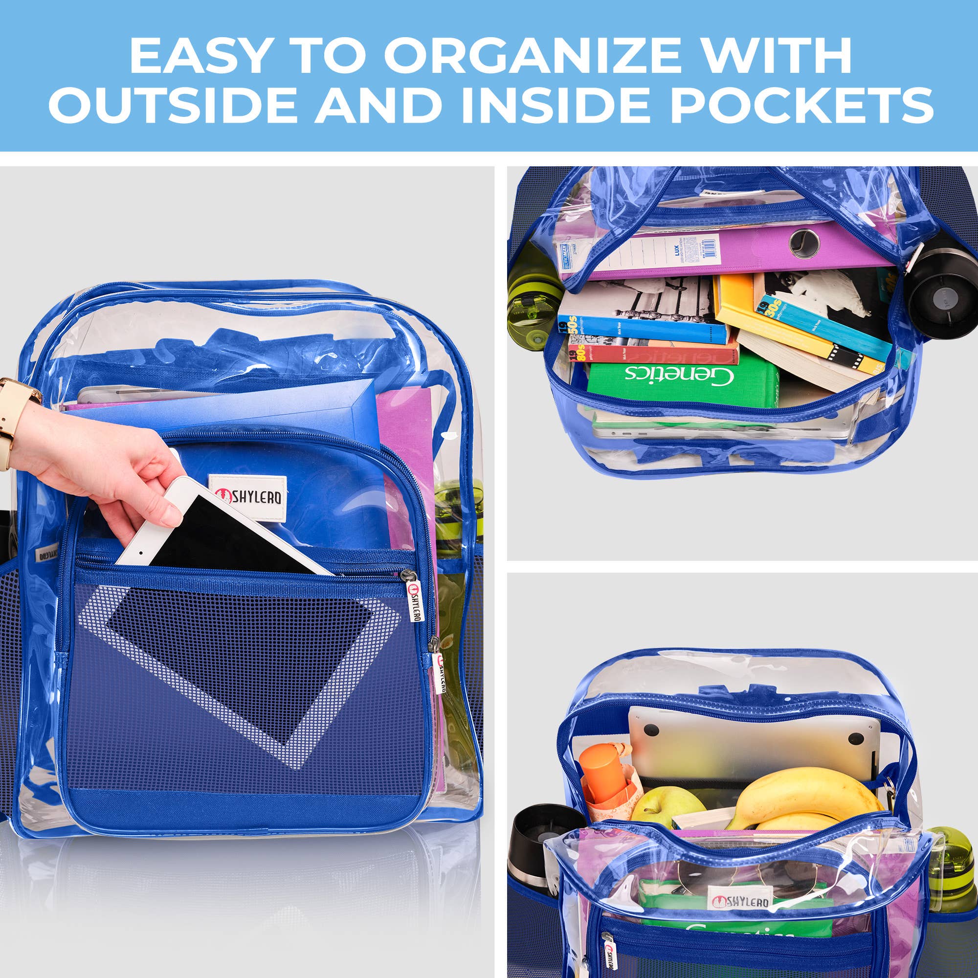 Rhino bleu Sac à dos transparent pour l'école XL | Top YKK® Zip | Blue Rhino en vente sur Faire5