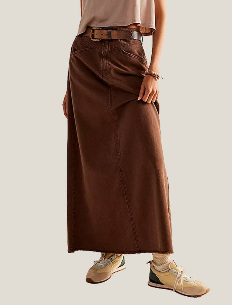 safistyle - Wholesale Skirt - Women's - Maxi Denim Skirt with Relaxed Fit9