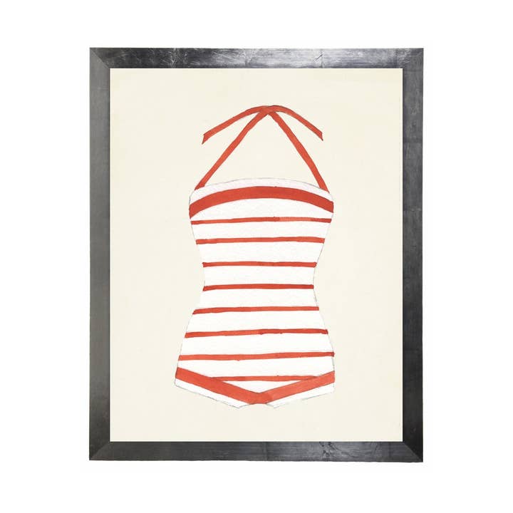 Antique Curiosities Inc - Wholesale Art Print - Orange And White Striped Bathing Suit