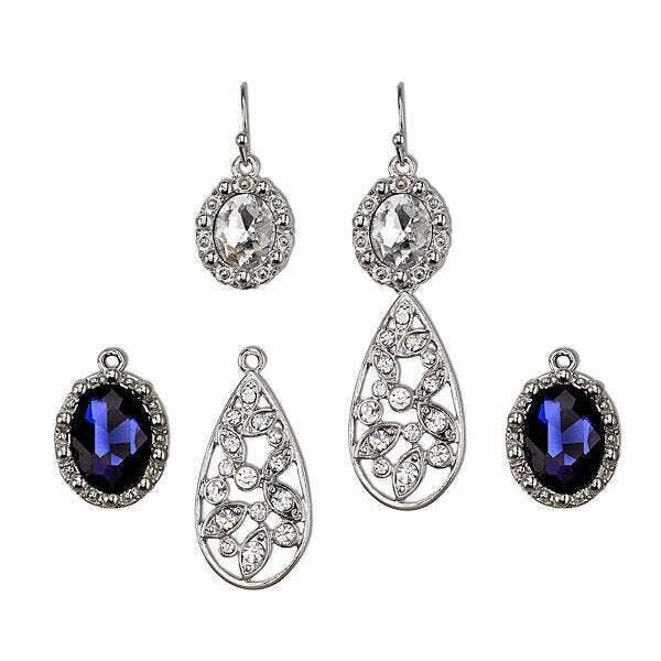 2028 Jewelry Blue and Crystal Interchangeable Earrings Boxed Set for wholesale by 1928 Jewelry