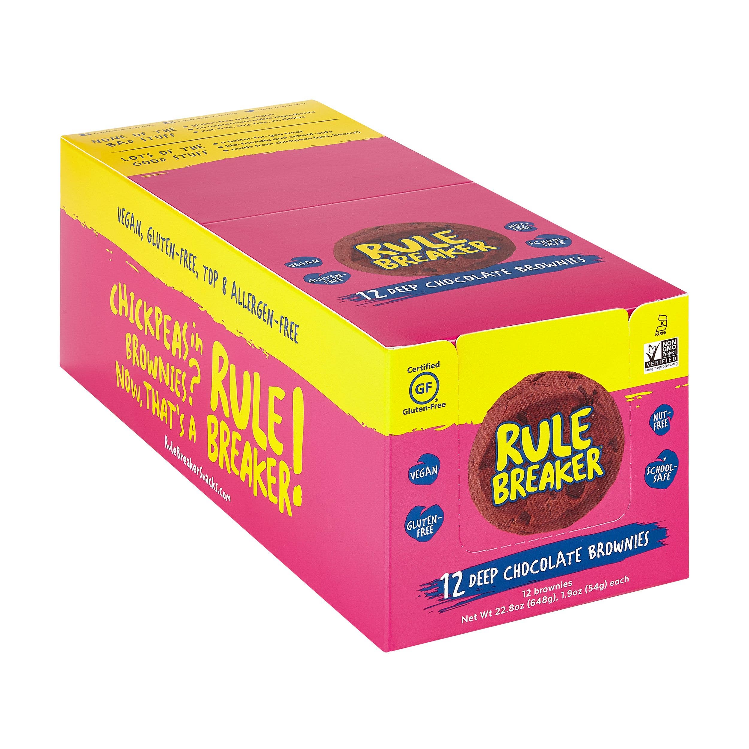 Rule Breaker Snacks - Vente Brownies - Brownie au chocolat 12 unités – Sans allergènes, SG3