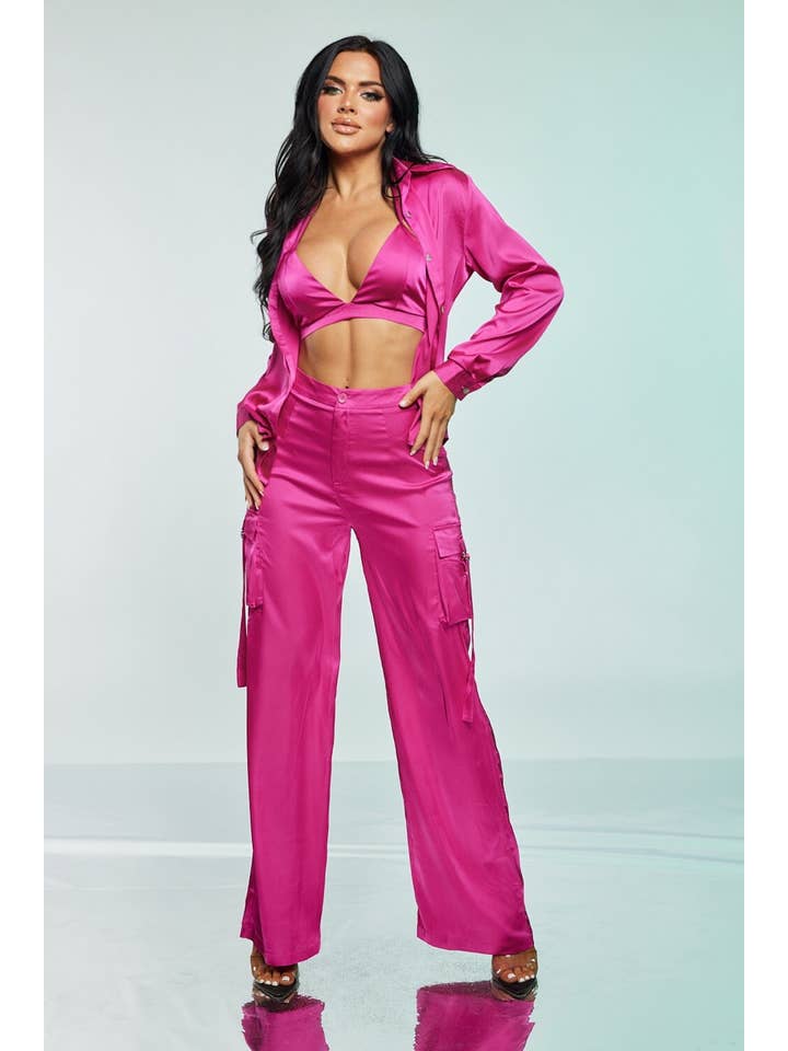 WFFS - Wholesale Top & Pant Set (NOT Loungewear) - Women's - Satin Cargo Set 3 pieces