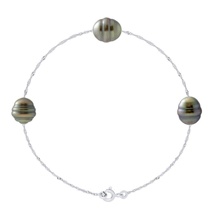 Trylogy-3 Armband aus echten Tahiti-Zuchtperlen für den Großhandel von Mitzuko