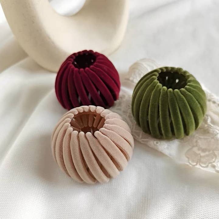 LanLivia - Venta al por mayor Goma para el pelo - Mujer - Burbujas elásticas con forma de nido de pájaro con acabado de terciopelo geométrico