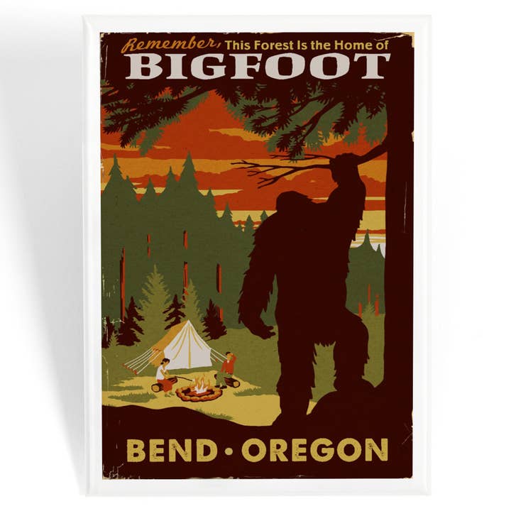 MAGNET Bend, Oregon, hogar de Bigfoot para venta al por mayor de Lantern Press