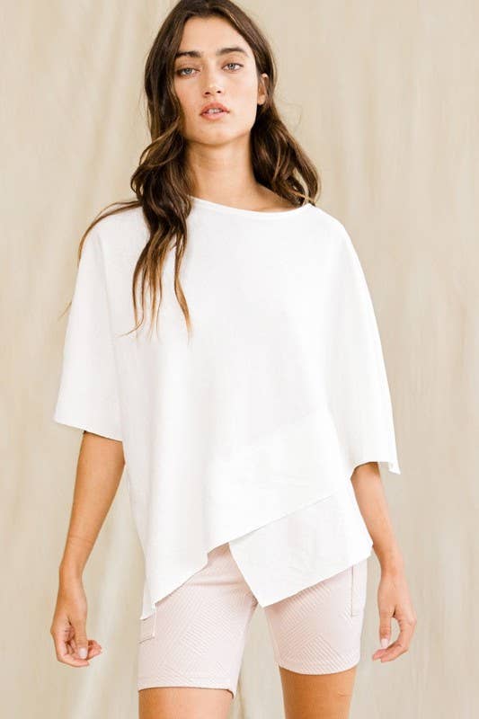 Ivory IT2115 Asymmetric & Crossover Hemline Poncho Top for wholesale on Faire6