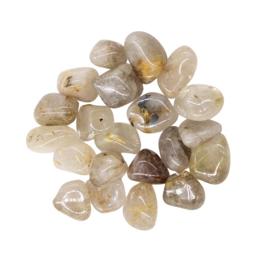 Earths Elements Wholesale - Wholesale Spiritual Stone/Crystal - Tumbled Crystal - Rutilated Quartz, 2lbs