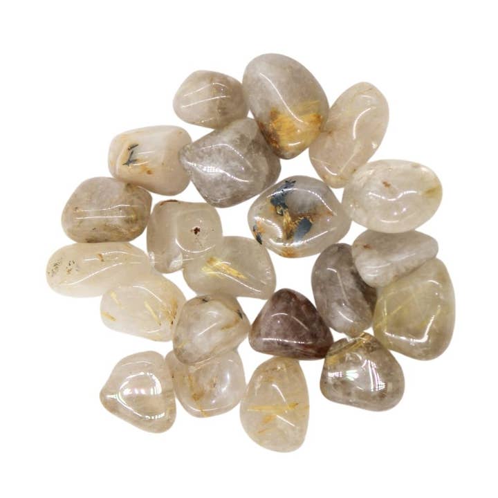 Tumbled Crystal - Rutilated Quartz, 2lbs for wholesale by Earths Elements Wholesale