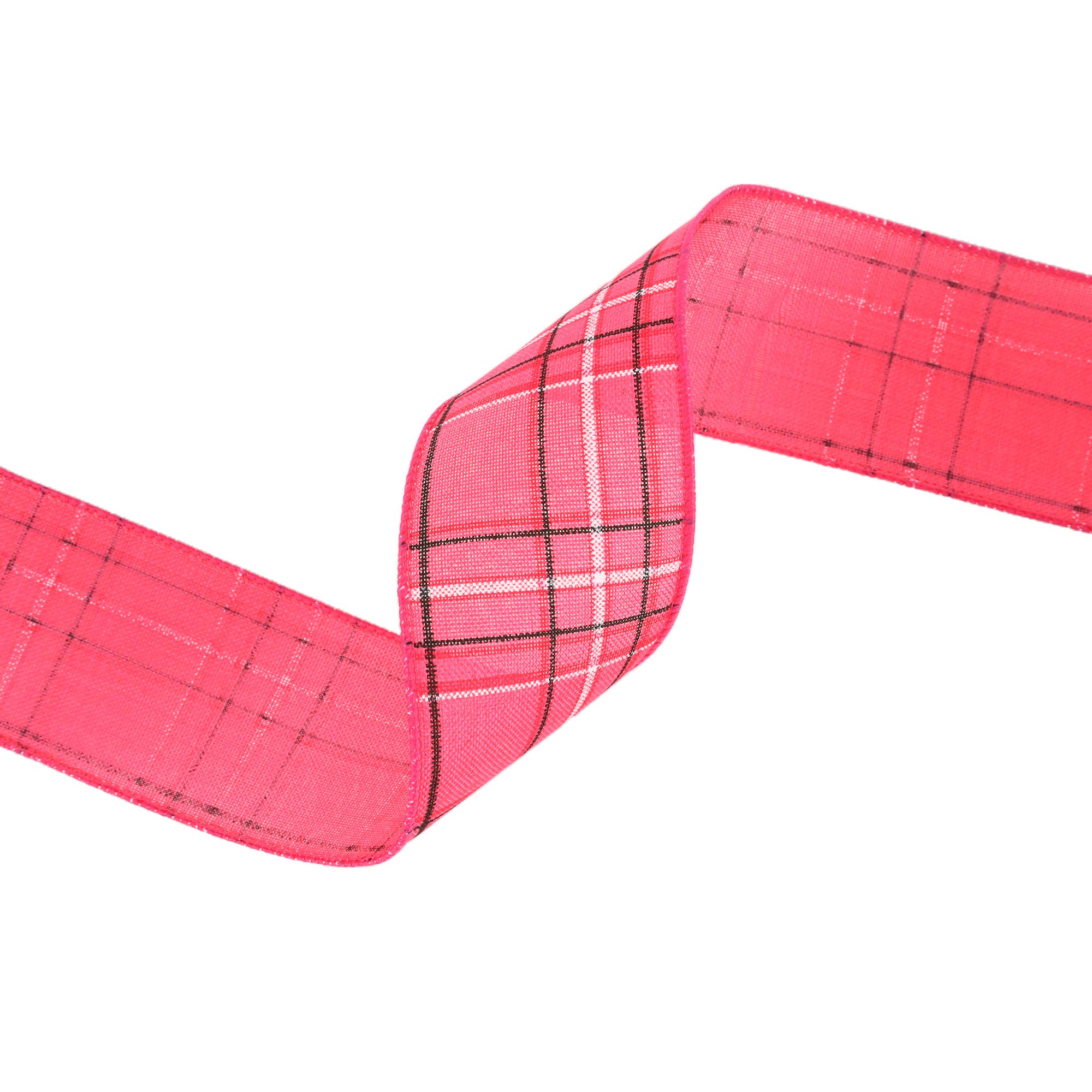 LA Ribbons Wholesale – Engroshandel Bånd – Kablet bånd | Hot pink/Spring Plaid | 10 Yard Roll10