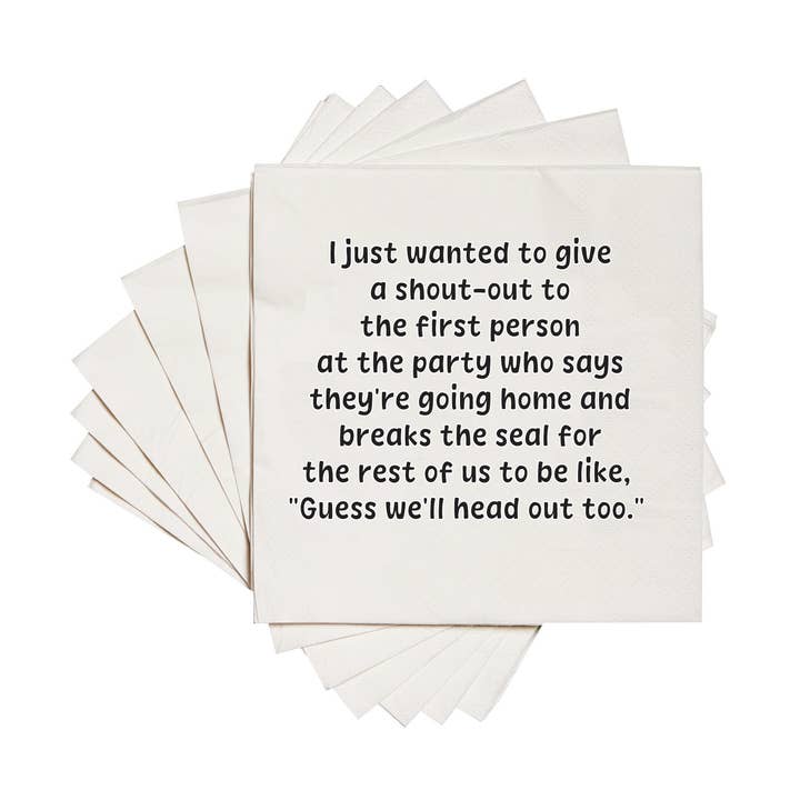 La primera persona en la fiesta que dice | Servilletas de cóctel para venta al por mayor de ellembee gift