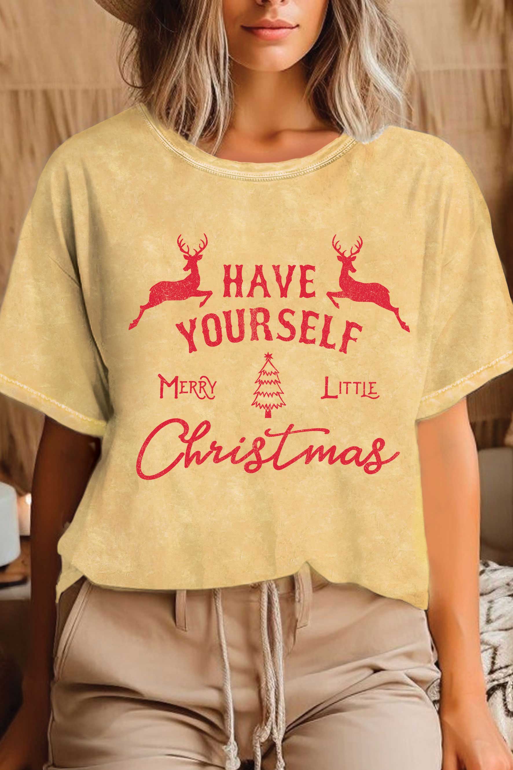 Rustee Clothing - Wholesale Screen Printed T-Shirt - Women's - MERRY LITTLE CHRISTMAS DEERS MINERAL GRAPHIC TSHIRTS5