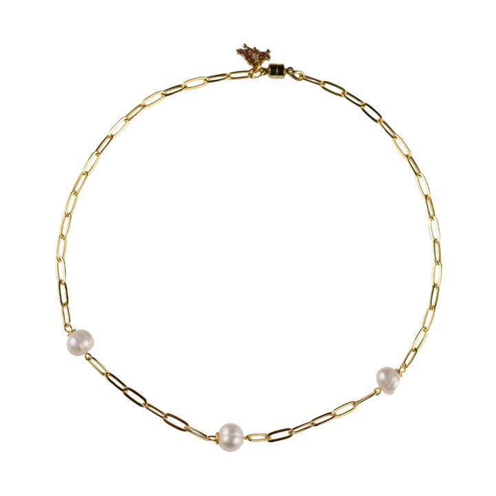 Gargantilha de corrente de clipe de papel pérola por atacado de ali & bird jewelry