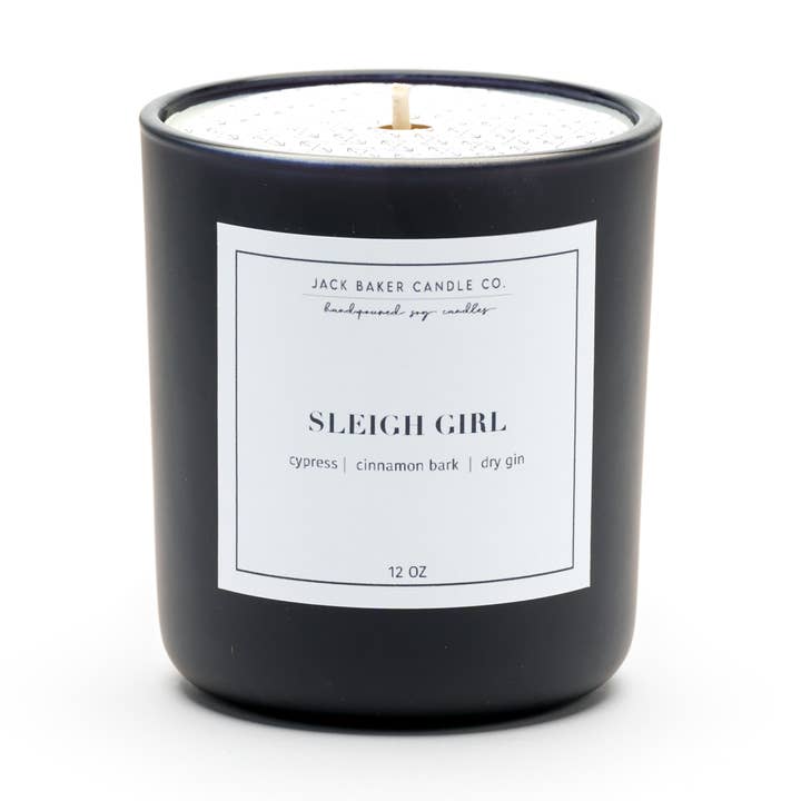Black Label Collection - Sleigh Girl 12 oz Jar Candle for wholesale by Jack Baker Candle Co