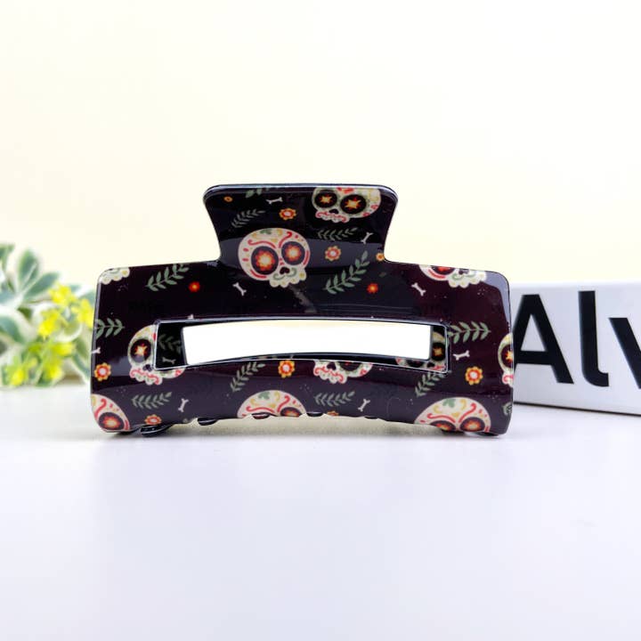 TheDivaSoap - Venta al por mayor Horquilla para el pelo - Mujer - Pinza rectangular para Halloween con forma de calavera de fantasma